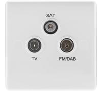 BG 867 White Round Edge Triplex TV/FM/Sat Socket
