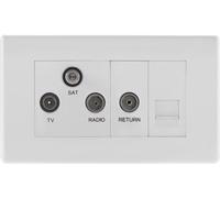 BG 868 White Round Edge Triplex TV/FM/Sat Socket + Return & Tel.