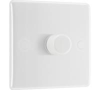 BG 881 White Round Edge 2-Way Single Trailing Edge Dimmer Push On/Off