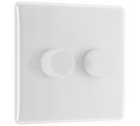 BG Smart Double Master/Primary Wall Dimmer Light Switch, Wi-Fi, App, Voice Assistant and Manual Control, 2-Way, Round Edge, 800 Series, White Moulded, 882M/HC