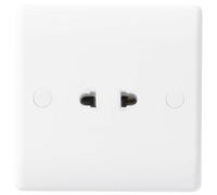 BG 897 White Round Edge 16A Single Shuttered Euro Socket