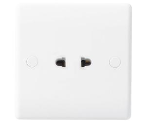BG 897 White Round Edge 16A Single Shuttered Euro Socket