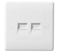 BG 8BTM/2 White Round Edge Double Master Telephone Socket (Screw)