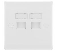 BG 8RJ45/2 Moulded Round Edge | White | RJ45 Double Data Outlet Socket (Screw)