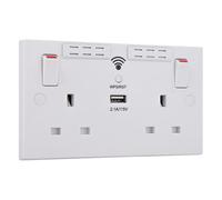 BG 922UWR White Square Edge 13A Double Socket + Wifi Extender +1x USB(2.1A)