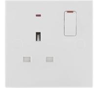 BG 925 White Square Edge 13A Single Switched Socket + Neon