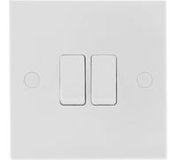 BG 942 White Square Edge Double Light Switch 10A