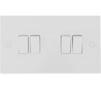 BG 944 White Square Edge Quad Light Switch 10A