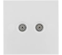BG 963 White Square Edge Isolated Double TV Aerial Socket - Grey Insert