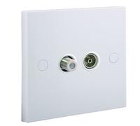 BG 965 White Square Edge 2 Gang Satellite & Co-axial Socket