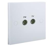 BG 966 White Square Edge Diplex TV/FM Socket