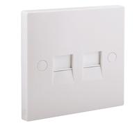 BG 9RJ11/2 White Square Edge RJ11 Double Data Outlet Socket (Screw)