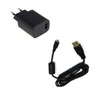 bg-akku24 Charger and charging cable, data cable, USB cable for Rollei Powerflex 440, Powerflex 450, Powerflex 455, Powerflex 460, Powerflex 470, Powerflex 500, Powerflex 550, Powerflex 600