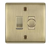 BG Antique Brass 2 Gang Switch 1x Trailing Edge LED Dimmer 1x 2 Way Custom Grid Switch