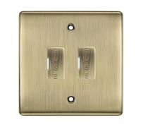 BG Antique Brass 2 Gang Unswitched Fused Spur 13 Amp Connection Unit