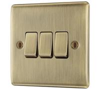 Bg Antique Brass 20A 2 Way 3 Gang Light Switch