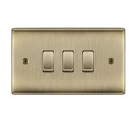 BG Antique Brass 3 Gang Light Switch in Double Format Custom Grid
