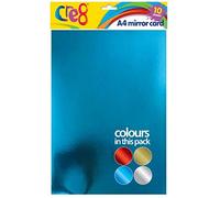 BG Arts & Crafts 200gsm A4 Mirror Card, Assorted Colours - 10 Sheets