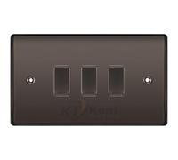 BG Black Nickel 3 Gang light Switch in Double Format Custom Grid Mirror