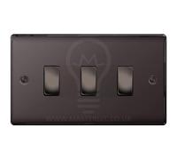 BG Black Nickel 3 Gang Light Switch in Double Plate Format Custom Switch