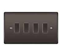 BG Black Nickel 4 Gang Light Switch in Double Format Custom Grid Mirror
