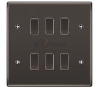 BG Black Nickel 6 Gang 2 Way Custom Grid Light Switch with Back Box Included
