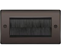 BG Black Nickel Double 4 Gang Brush Cable Entry Wall Plate Black