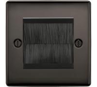 BG Black Nickel Single 2 Gang Brush Cable Entry Wall Plate Black