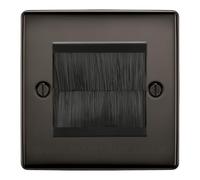 BG Black Nickel Single 2 Gang Brush Cable Entry Wall Plate Black Insert Square