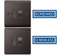 BG Electrical Switched Fused Connection Unit, Fused Spur Switch, Double Pole, Raised and Slim Profile, Round Edges, Nexus Metal, Black Nickel, 13A, NBN50