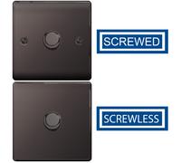 BG Electrical Intelligent Single Wall Dimmer Switch, 2 Way, Raised Profile, Round Edges, Nexus Metal, Black Nickel, 200W, NBN81