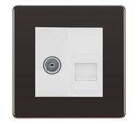 BG Black Nickel TV Aerial and Master Telephone Outlet White Insert