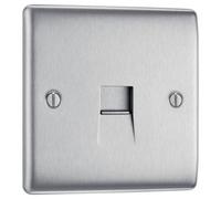 Bg Brushed Steel 1 Gang Master Telephone Socket