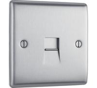 Bg Brushed Steel 1 Gang Slave Telephone Socket