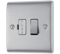 Bg Brushed Steel 13A 2 Way Raised Slim Profile Screwed Switched Fused Connection Unit