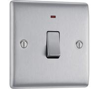 British General Wall Switch NBS31 Nexus Metal – Single, Double-pole, LED, Brushed Steel 20A