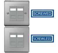 BG Brushed Steel Switches and Sockets Full Range Screwed Or Screwless Flatplate