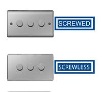BG Electrical Intelligent Triple Wall Dimmer Switch, 2 Way, Raised Profile, Round Edges, Nexus Metal, Brushed Steel, 200W, NBS83