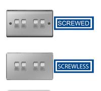British General Wall Light Switch FBS44 - Quadruple 2-Way, Screwless Brushed Steel, 20A 16AX