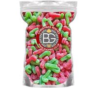 BG Candy Canes Vegan Friendly Christmas Xmas Red & Green Pick & Mix Sweets - Retro Xmas Sweeties Christmas Pick n Mix Sweeties Sugared Strawberry Green Red Candy Canes, 800g Gift Pouch