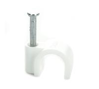BG CCR8/100 White Round 8mm Cable Clips - 100 Pack