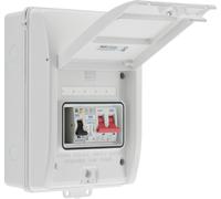 BG CFE7AFAW 5 Module IP65 Weatherproof White Metal EV Charger Circuit Protection with 100A Main Switch, 40A 30mA Type A AFDD & Type 2 SPD