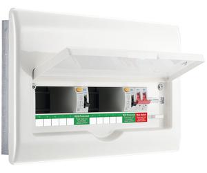 BG CFFD1000010A 16 Module 10 Way Fully Recessed Unpopulated + 100A Switch, 2x100A Type A 30mA RCD