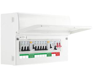 BG CFUDP1000008ASPD 16 Module 8 Way Populated + 100A Switch, 2x100A Type A 30mA RCD, SPD, 32A MCB & 8xMCBs