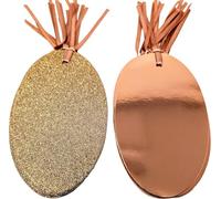 BG Christmas Xmas Style Luxury Glitter & Foil Rose Gold Oval Tags - Pack of 20