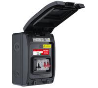BG CP5MRDPS1G 5 Module IP66 Weatherproof Grey Plastic EV Charger Circuit Protection with 100A Main Switch, 40A 30mA Type A DP RCBO & Type 2 SPD