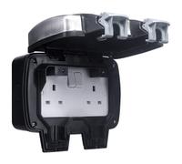 BG Electrical Outdoor Double Switched Power Wall Plug Socket, Decorative Weatherproof, Stainless Steel Black, 13A, IP66 Rated, WPL22