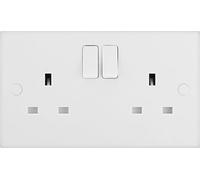 Bg Double 13A Gloss White Socket 1 Pole