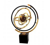 BG-DRGNING Gold Globe Abstract Art Decor, Sculptures with Rectangle Stands, Desk Decor - Black & Gold (XL, Globe)