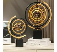 BG-DRGNING Gold Globe Decor Modern Abstract Art Decoration, Sculptures Home Decor Large with Rectangle Stands, Home Office Desk Decor Black & Gold (L, Globe)